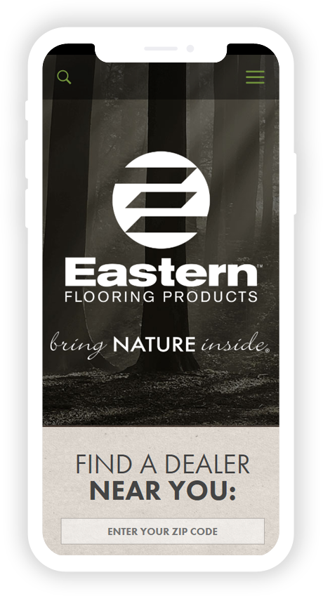 Eastern Flooring site in mobil view