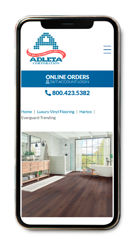 Adleta Corp website in mobil view