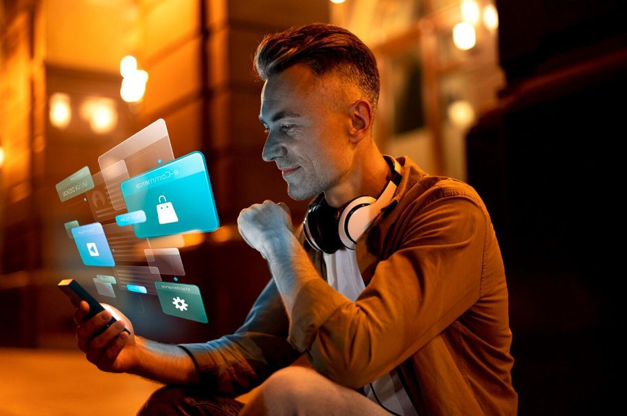 Man using AI as part of his daily life and human review process